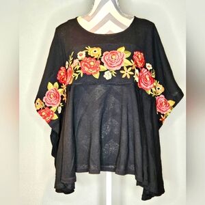 Black embroidered ladies shirt